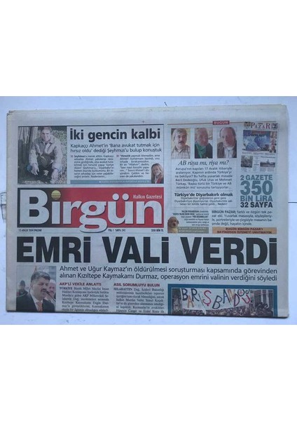 Birgün Gazetesi 12 Aralık 2004 - Emri Vali Verdi GZ8610