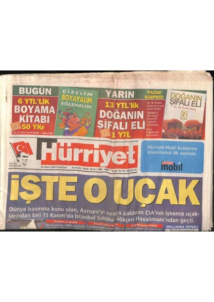 Hürriyet Gazetesi 26 Kasım 2005 - Tartışılan Uçak Baküden Geldi - Mortgage Çıkmadan Faiz Yüzde 1.05 Oldu GZ90759