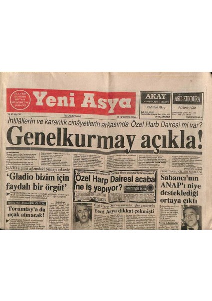 Yeni Asya Gazetesi 16 Kasım 1990 - Sabancının Anapı Niye Desteklediği Ortaya Çıktı GZ87429