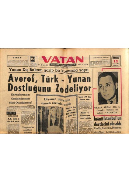 Vatan Gazetesi 11 Mayıs 1963 - Lübnan Makamları Ankaradaki Kazada Hata Bize Ait Değil Diyor GZ90483