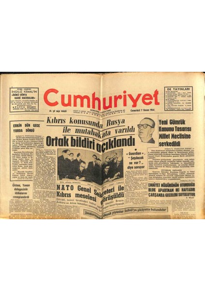Cumhuriyet Gazetesi 7 Kasım 1964 - Emniyet Müd. Oturduğu Blok Apartman Iki Haftadır Geceleri Soyuluyor GZ88118