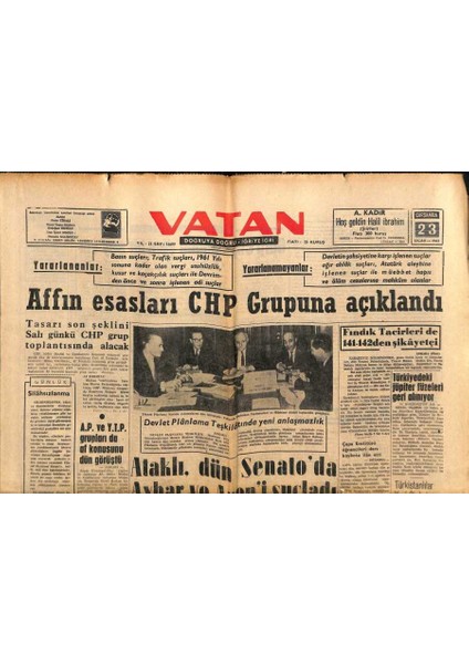 Vatan Gazetesi 23 Ocak 1963 - 12 Milyar Dış Borcumuz Olduğu Dün Açıklandı GZ90489