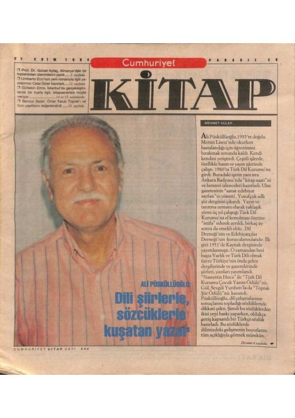 Cumhuriyet Gazetesi Kitap Eki 27 Ekim 1994 - Jinekologlar Bile Aşık Olabilir - GZ90955