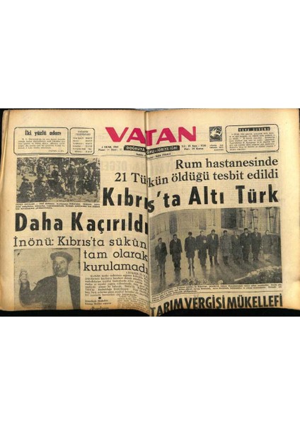 Vatan Gazetesi 5 Ocak 1964 - Kıbrısta Altı Türk Daha Kaçırıldı GZ89166