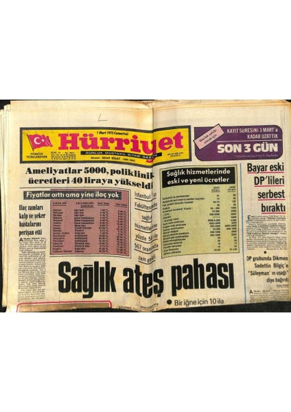 Hürriyet Gazetesi 1 Mart 1975 - Tarkan Çizgiromanı - Ayten Gökçer Kleopatra Oldu GZ88189