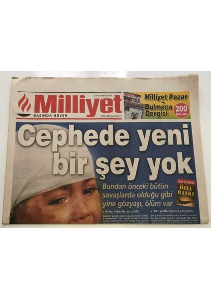 Milliyet Gazetesi 23 Mart 2003-BAĞDAT Kan AĞLIYOR-GZ8743