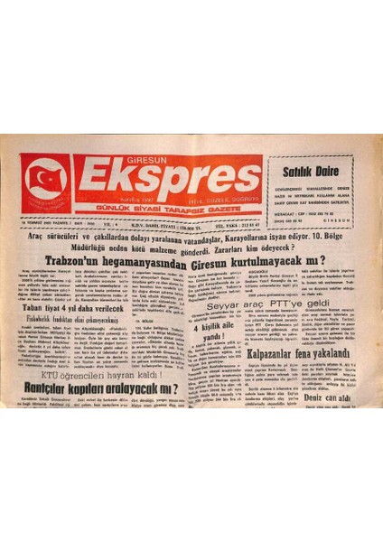 Giresun Ekspres Gazetesi 10 Temmuz 2000 - Trabzonun Hegamanyasından Giresun Kurtulmayacak Mı ? GZ79002