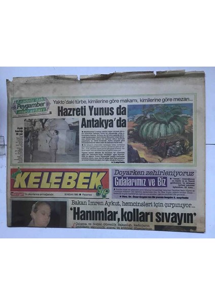 Hürriyet Gazetesi Kelebek Eki 16 Nisan 1990 - Anadoludaki Peygamber Mezarları GZ8532