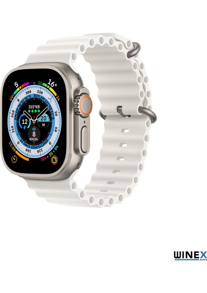 42-49MM Yeni Nesil Apple Uyumlu Akıllı Saat Kordonu Silikon Beyaz