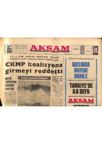 Akşam Gazetesi 18 Aralık 1963 - Inönüye Bir Piyesi Görmesi Tavsiye Edildi GZ87789