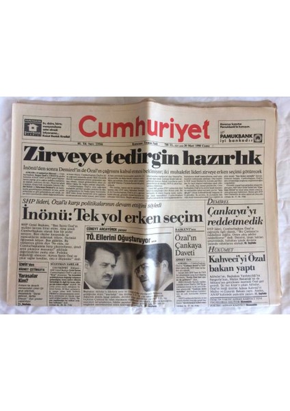 Cumhuriyet Gazetesi 30 Mart 1990 - Istanbul Sinemayla Şenleniyor GZ73005