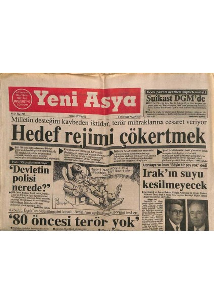 Yeni Asya Gazetesi 8 Ekim 1990 - Milletin Desteğini Kaybeden Iktidar , Terör Mihraklarına Cesaret Veriyor GZ85302