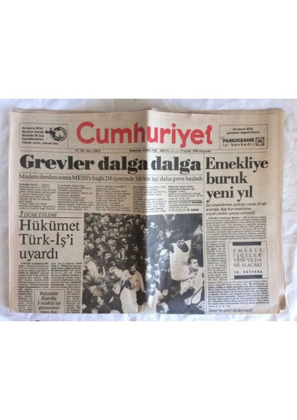 Cumhuriyet Gazetesi 26 Aralık 1990 - Başkentte Ismet Paşa Heykeli GZ72300