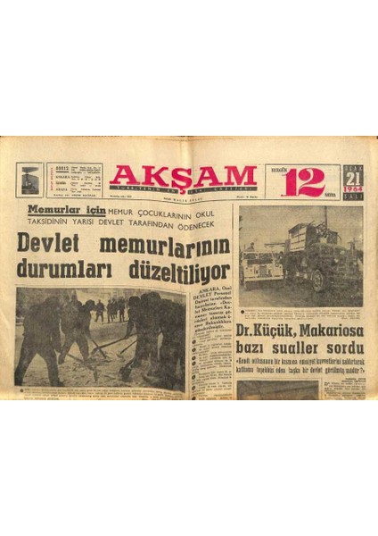 Akşam Gazetesi 21 Ocak 1964 - Foto Muhabirler Kraliçe Elizabethin Resmini Çekmediler GZ87692
