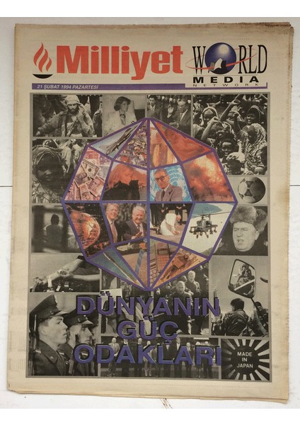 Milliyet World Media Network Gazetesi 13 Ağustos 1994 - Dünyanın Güç Odakları GZ7633