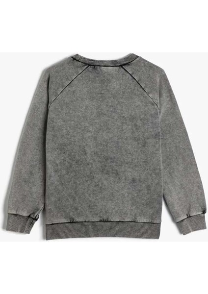 Erkek Çocuk Sweatshirt Uzun Kollu Bisiklet Yaka Slogan Baskılı Pamuklu - Koton - 4SKB10277TK - Antrasit - 5-6 Yaş