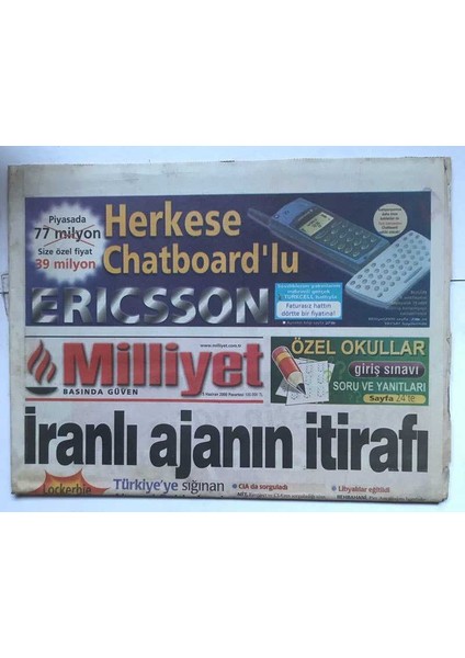 Milliyet Gazetesi 5 Haziran 2000 - Işık Hızı Tam 300 Misli Aşıldı GZ8518