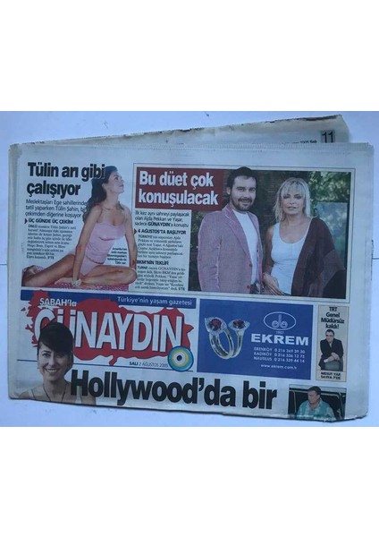 Sabah Günaydın Gazetesi 2 Ağustos 2005 - Tülin Şahin Arı Gibi Çalışıyor GZ8548