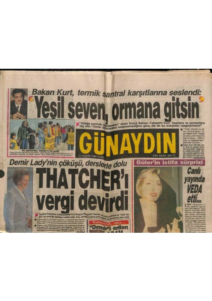 Günaydın Gazetesi 23 Kasım 1990 - Sezen Aksu Pipoyu Bırakmış , Yeniden Sigaraya Başlamıştı GZ85155
