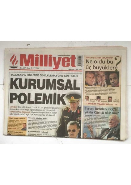 Milliyet Gazetesi 2 Mart 2007 - Evren Benden Pkklı Ya Da Kürtçü Olur Mu ? GZ8198