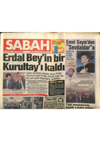 Sabah Gazetesi 15 Şubat 1990 - Tütün Anapı Egede Sildi GZ89080
