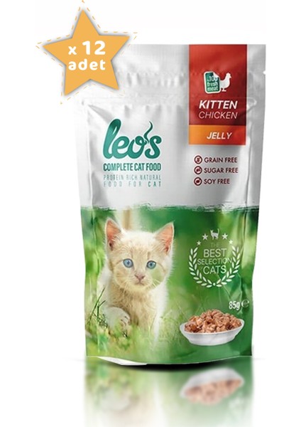 Leos Tavuklu Yavru Kedi Yaş Maması Pouch 12x85 Gr