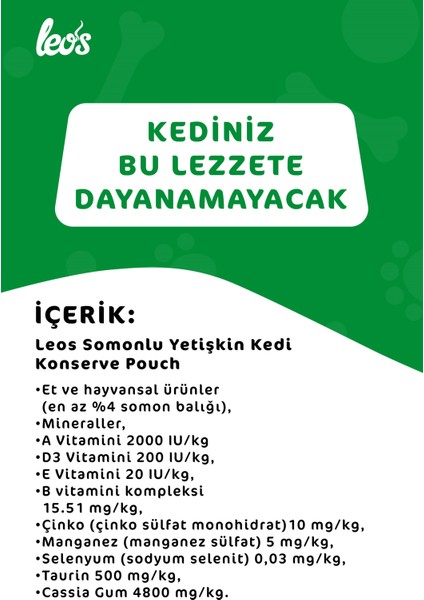 Leos Somonlu Yetişkin Kedi Yaş Maması Pouch 12x85 Gr