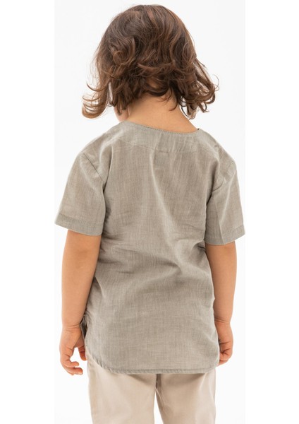 Kısa Kol Şile Bezi Bisiklet Yaka Erkek Çocuk T-Shirt Taş fiyatları
