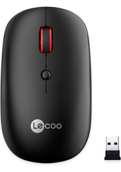 Lenovo Lecoo WS211 Dual Mod 2.4GHz WiFi + Bluetooth 1600DPI 6 Tuşlu Şarjlı Sessiz Kompakt Kablosuz Optik Mouse Siyah