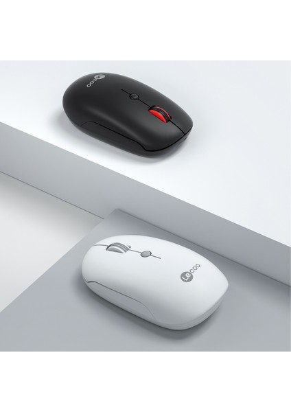 Lenovo Lecoo WS211 Dual Mod 2.4GHz WiFi + Bluetooth 1600DPI 6 Tuşlu Şarjlı Sessiz Kompakt Kablosuz Optik Mouse Siyah