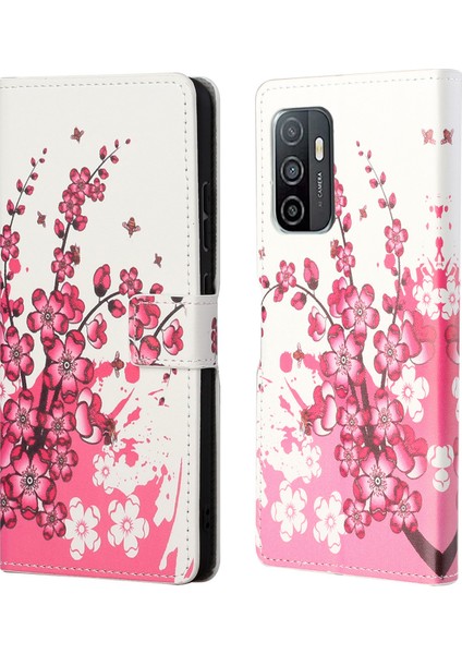 Desen Baskı Cüzdan Şok Geçirmez Kasa Pu Deri Flip Manyetik Koruyucu Kapak Samsung Galaxy A33 5g-Plum Blossom (Yurt Dışından)