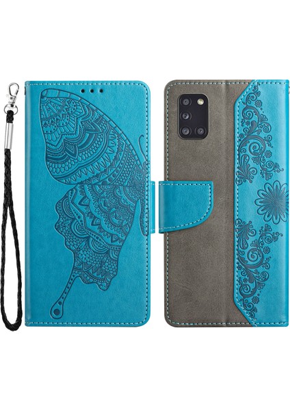 Samsung Galaxy Galaxy A31 Şok Geçirmez Folio Flip Kapak Kelebek Çiçeği Baskılı Telefon Kasası Için Çizik Dirençli Cüzdan (Yurt Dışından)