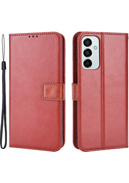 Samsung Galaxy Için M23 5G/F23 5g Çılgın At Dokusu Flip Cüzdan Kılıfı Pu Stand El Kayışı Şok Geçirmez Koruyucu Koruyucu Kapak Kahverengi (Yurt Dışından) fiyatları