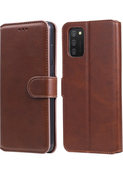 Pu Deri Cüzdan Stand Folio Flip Koruyucu Telefon Kapağı Samsung Galaxy A03S (164.2 x 75.9 x 9.1mm) -Brown (Yurt Dışından)