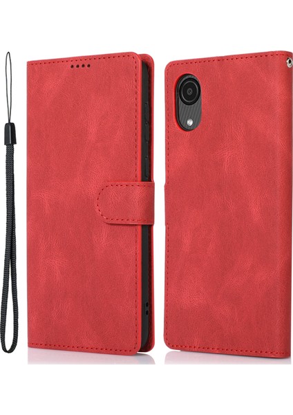 Samsung Galaxy A03 Çekirdek Kırmızısı Için Bilek Kayışı ile Destekleme Pu Deri Cüzdan Kasası Manyetik Şok Geçirmez Kapak (Yurt Dışından) fiyatları