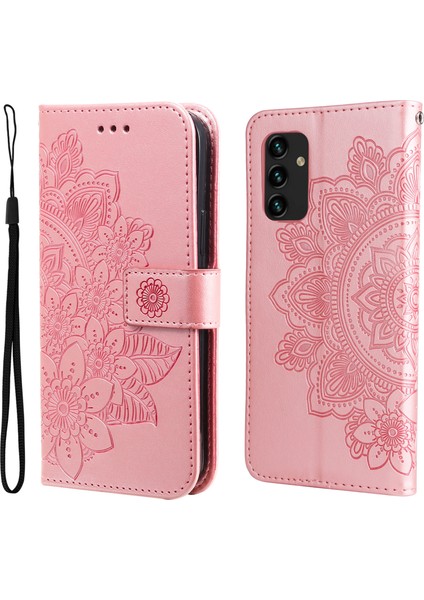 Cüzdan Stand Telefon Kapağı Mandala Çiçeği Baskılı Folio Flip Koruyucu Deri Kılıf Samsung Galaxy A13 4g-Rose Altın (Yurt Dışından)