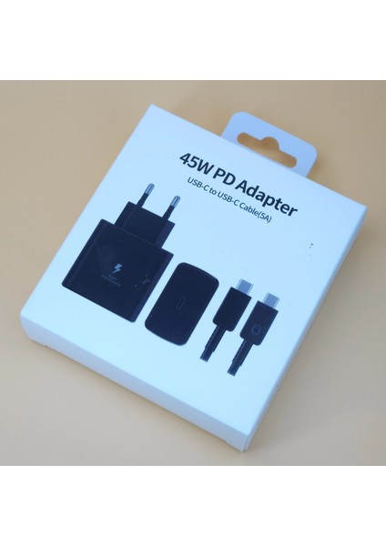 Samsung 45W Avrupa Standardı Fişli Veri KABLOSU-45W Avrupa Standardı Siyah [45W Kare Set] (Yurt Dışından)