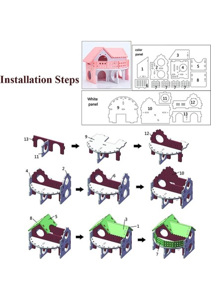 Hamster Deluxe Çift Katlı Balkonlu Villa-Yeşil Beyaz (Yurt Dışından)