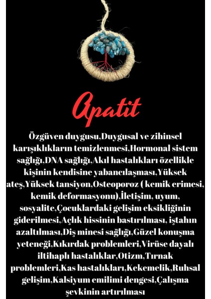 Sertifikalı Apatit Doğal Taş El Yapımı Duvar Süsü & Araba Süsü & Kapı Süsü