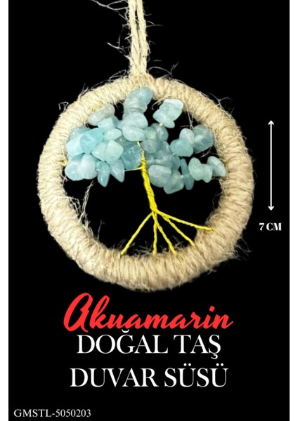 Sertifikalı Akuamarin Doğal Taş El Yapımı Duvar Süsü & Araba Süsü & Kapı Süsü