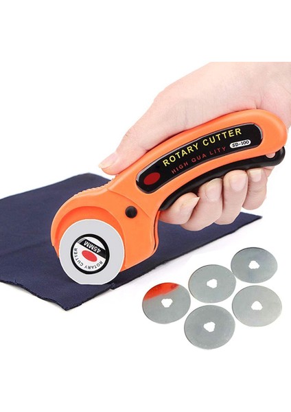 45MM Döner Kesici Dikiş 5 Adet 45MM Bıçaklar Yuvarlak Kumaş Kılavuz Kesme Makinesi Kapitone Kumaş El Sanatları Aracı Kiti (Yurt Dışından)