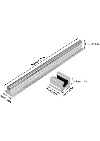 Lineer Raylar ve Rulmanlar, 1 Adet Lineer Kılavuz Rayı 500MM +2 Adet Lineer Rulman 12MM Slayt Blokları SBR12UU (Yurt Dışından)