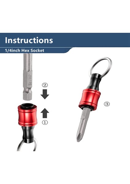 Matkap Ucu Tutucu 1/4 Inç Hex Shank Anahtarlık Uzatma Çubuğu Alüminyum Alaşımlı Manyetik Pivot Tornavida Uçları Tutucu Seti (Yurt Dışından)