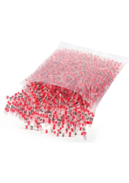 800 Pcs Lehim Contası Tel Konektörü Kırmızı 22-18 Awg - Isıyla Daralan Lehim Butt Konnektörü Kalaylı Otomatik Deniz Tekne Kıvrım (Yurt Dışından)