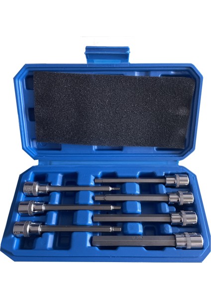 Ekstra Uzun Altıgen Uç Lokma Seti 7 Parça H3-H10 Cr-V 3/8 Inç Sürücü 110MM Uzunluk (Yurt Dışından)