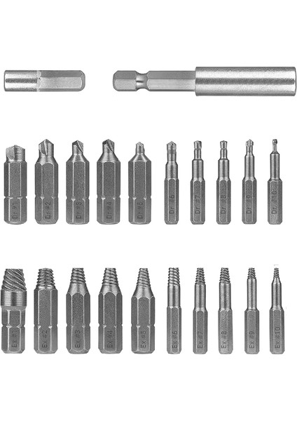 22 Parça Hasarlı Vida Çıkarma Kiti, Kolay Sökülebilir Soyulmuş Vida Çıkarma Kiti, Hss 4341'DEN Yapılmıştır, Sertlik 62-63HRC (Yurt Dışından)