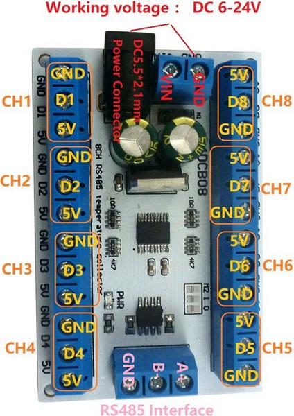 Eletechsup 2x 8ch DS18B20 RS485 Modbus Rtu Sıcaklık Kontrol Sensörü Uzaktan Dijital Modül Plc R4DCB08 (Yurt Dışından) fırsatları