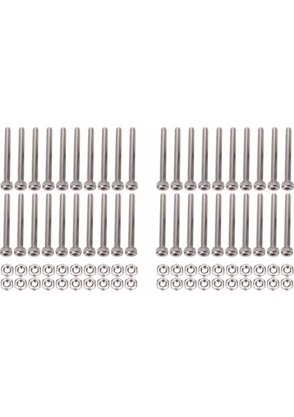 M2 x 20MM Uzun Altıgen Soket Tırtıllı Başlık Vidası Cıvata Somun Seti 40 Adet (Yurt Dışından)