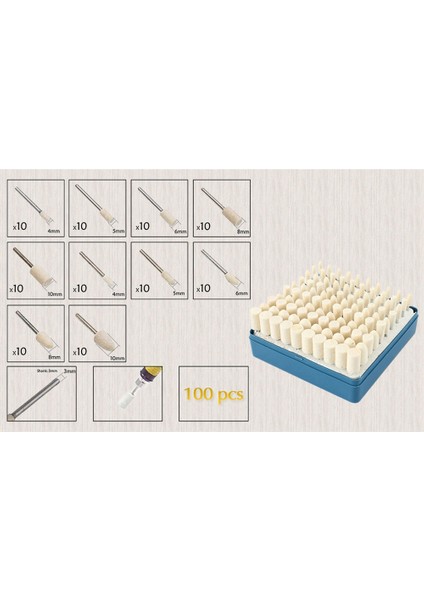 100 Parça Taşlama Yün Yün Keçe Parlatma Taşlama Taşlama Kafası 3mm Kolu Parlatma Aksesuarları (Yurt Dışından) fiyatları