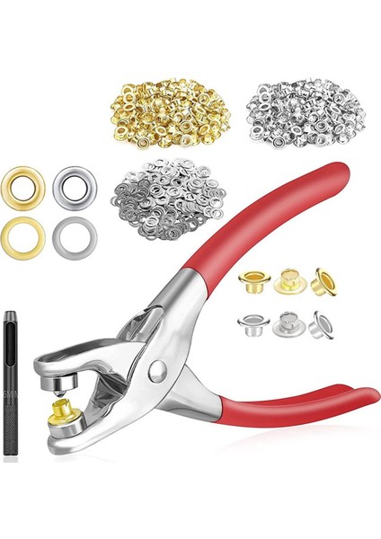 Grommet Kuşgözü Pense Seti, 1/4 Inç 6mm Grommet Alet Seti, Rondelalı Metal Kuşgözü, Kuşgözü Grometleri (Yurt Dışından)